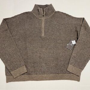 Volcom Women's Brown Striped Zip Up Sweater